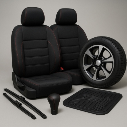Accesorios automotrices: antenas, cortinas, faros LED, fundas de asiento y kits de emergencia